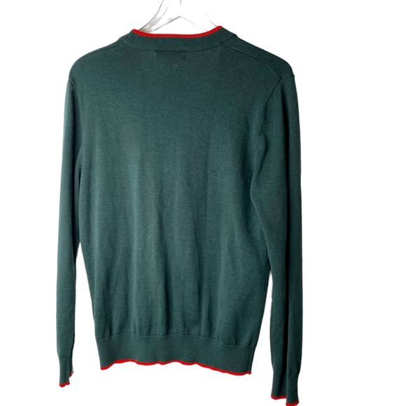 Urban Outfitters Christmas Green Red Holiday Preppy Button Down Sweater Cardigan - Picture 5 of 6